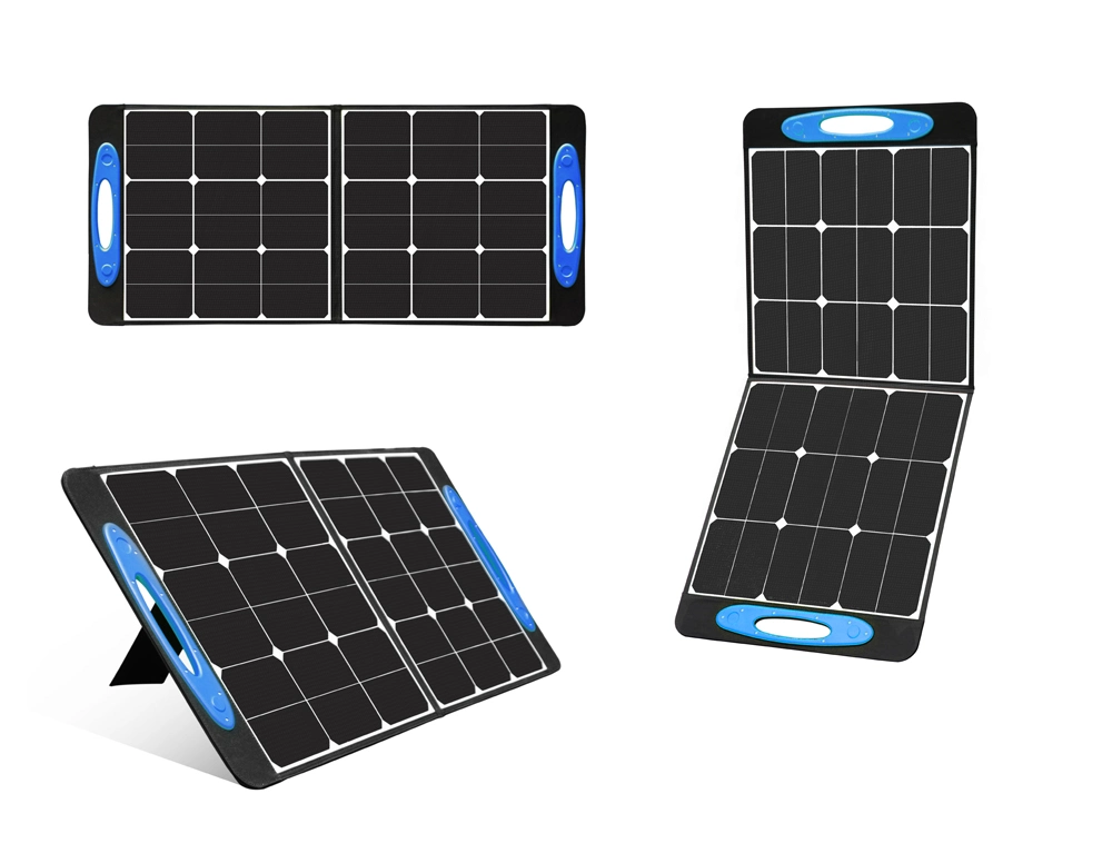 100W Folding Portable Solar Panel with Flexible Supporting Legs for Camping