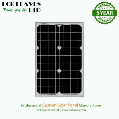 Petit panneau solaire monocristallin photovoltaïque personnalisé de 20W 18V